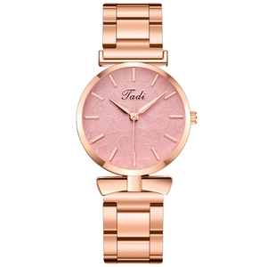 Women Quartz Watch Alloy Steel Strap Minimalist Leaf Textured Dial Elegant Fashion Casual Wristwatch For Lady