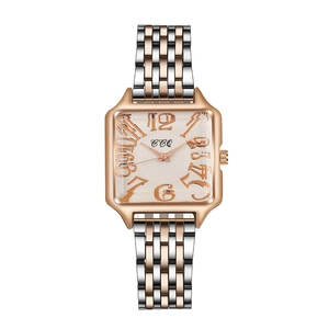 Elegant Women Square Quartz Watch Alloy Link Bracelet Analog Wristwatch Fashion Vintage Style Arabic Numerals