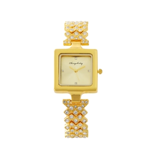 Square Dial Women Quartz Watch Elegant Rhinestone Alloy Band Fashion Wristwatch Casual Jewelry Gift
