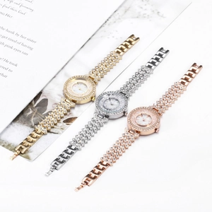 Luxe women's watch set in gold silver and rose gold with pavé rhinestone crystals