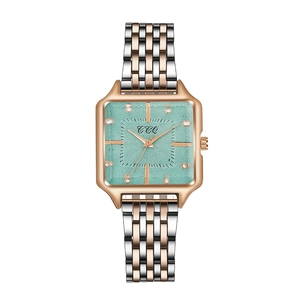 Elegant Square Quartz Watch For Women Alloy Case Rhinestone Accents Stainless Steel Link Band Casual Fashion Wristwatch