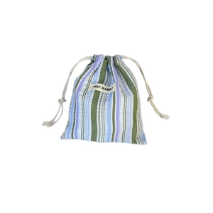 Sac de rangement rayé multicolore avec cordon de serrage en tissu de coton et lin
