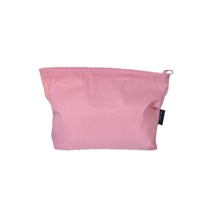 Pink checkered nylon makeup bag with waterproof large capacity for travel toiletries