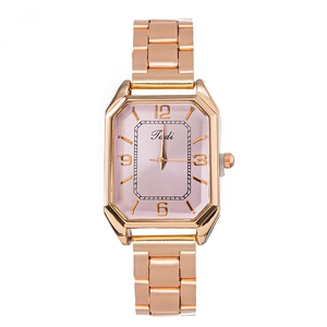 Elegant rose gold women's watch with an octagonal dial and lavender purple face