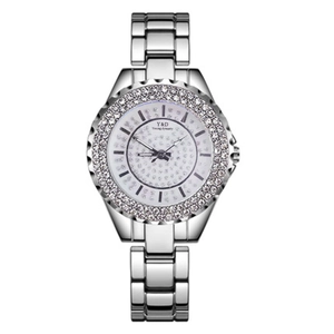 Montre À Quartz Pour Femme Plein Strass Luxe Cadran Ciel Étoilé Bracelet En Métal Élégant Montre Analogique Accessoire Mode