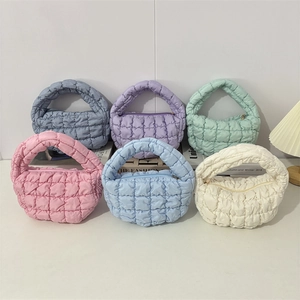 Quilted puffer cloud bags in six macaron colors featuring stylish padded textures