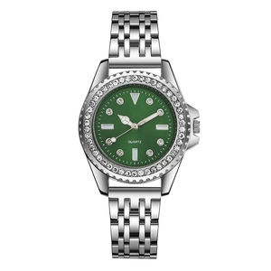Damen Quarzuhr Mit Strass Lünette Und Legierung Stahlband Mode Klassisch Rundes Zifferblatt Kleid Uhr Für Frauen Elegant