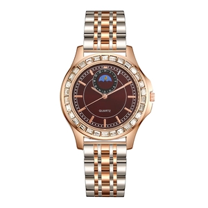 Elegant ladies quartz watch with two-tone steel strap and sparkling diamond bezel