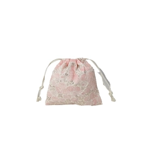 Floral print cotton drawstring storage bag in Japanese style with pink flower patterns