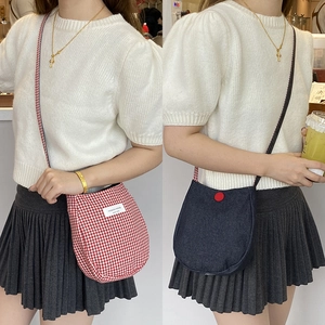 2025 Fashion denim plaid crossbody egg bag with large capacity for women