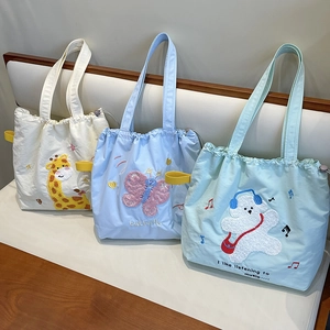 Lot de sacs cabas en toile avec cordon et broderie animale pour usage quotidien