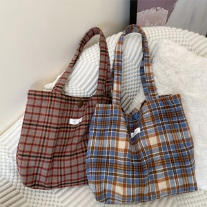 Sac Fourre-Tout Rétro Pour Femmes Imprimé Léopard À Carreaux Toile De Laine Grande Capacité Sac À Épaule Pour Déplacement Décontracté