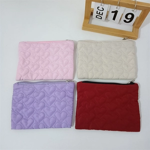 Quilted heart candy color mini organizer bags in pink white purple and red colors