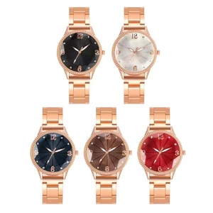 Women's quartz watches set in five colors with sunray dials and crystal bezels