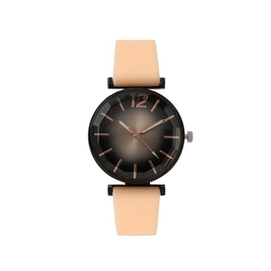 Simple women's silicone quartz watch with gradient dial and rose gold accents