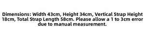 Detailed size chart showing 43cm width and 34cm height of the floral tote bag