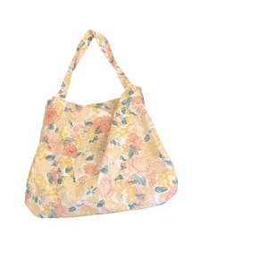 Minimalist floral cotton tote bag with vintage patterns and dual shoulder straps