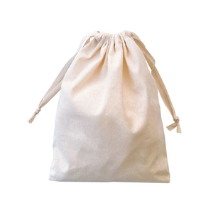 Eco-friendly natural canvas drawstring storage bag with dual-cord closure and plain finish