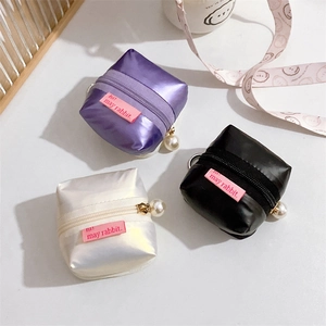 Cute square earphone case with pearl pendant available in purple, black and pearl white