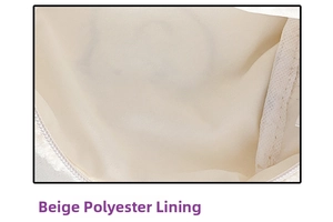 Vue détaillée de la doublure intérieure en polyester beige et coutures du sac ours