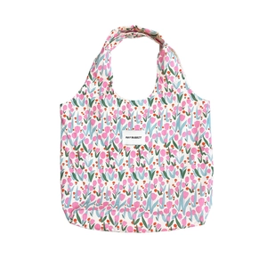 Sac fourre-tout en toile à motif de tulipes avec grande capacité pour femmes