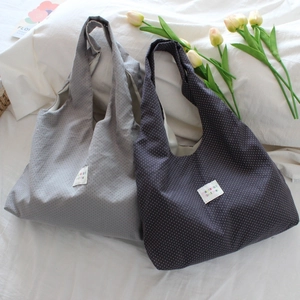 Minimalist large capacity polka dot tote bag in grey and dark blue colors