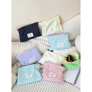 Portable Zipper Coin Purse Macaron Color Polyester Small Makeup Bag For Jewelry Organization Travel Lightweight Pouch