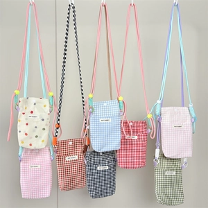 Mini Gingham shoulder bags in various colors with cute embroidery and woven straps