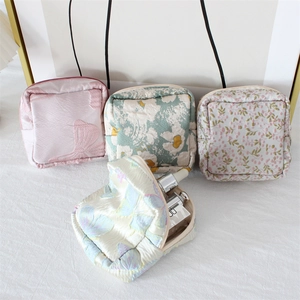 Jacquard fabric square organizers with floral patterns for cosmetics and toiletries