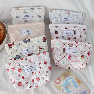 Quilted cotton cosmetic bags with assorted cute bear and rabbit floral patterns