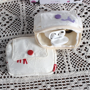 New Chinese style red embroidered mini wallet and earphone pouch for storage