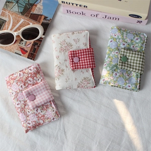 Floral Cloth Book Cover Soft Padded Notebook Protector Case Plaid Snap Button Closure Portable Stationery Organizer