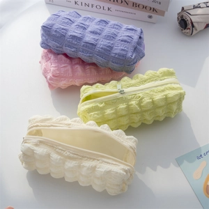 Minimalist puffy bubble textured stationery pouch in various soft pastel colors