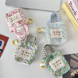 Mini pochette à fleurs avec bouton-pression et mousqueton pour écouteurs et monnaie