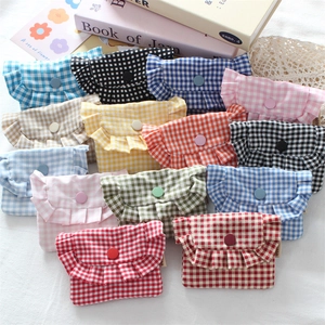 Plaid Ruffle Mini Storage Bag Gingham Fabric Portable Coin Purse Sanitary Napkin Pouch Sweet Ins Style Women Girl