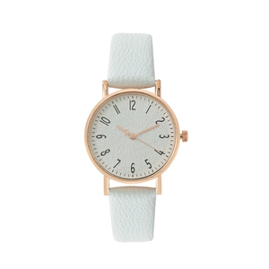 Minimalist women's quartz watch with mint green leather strap and rose gold round case