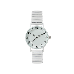 Montre à Quartz de Mode pour Femmes Cadran Rond Minimaliste Chiffres Dessinés à la Main Bracelet en Alliage Élastique