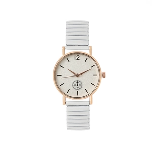 Montre À Quartz Pour Femme Avec Boîtier En Alliage Cadran Minimaliste Rond Et Bracelet Extension Élastique Décontractée