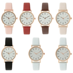Minimalist quartz watch set with seven color leather bands and rose gold case