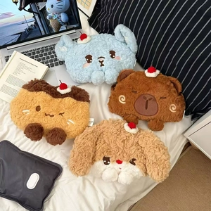 Rechargeable Electric Hot Water Bottle Plush Cartoon Animal Hand Warmer USB Heating Explosion Proof Winter Warmth