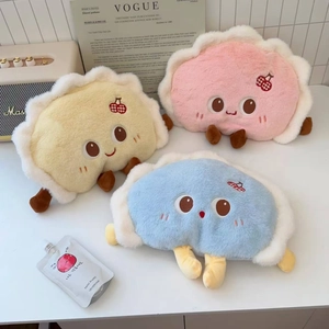 Cute cartoon dumpling electric hot water bag in soft plush with cherry embroidery