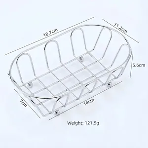 Detailed dimensions of a stainless steel wire basket with 18.7cm length and silver finish