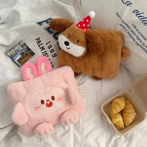 Rechargeable Electric Hot Water Bag Soft Plush Hand Warmer Removable Washable Cover Cartoon Animal Pattern Winter Warmth
