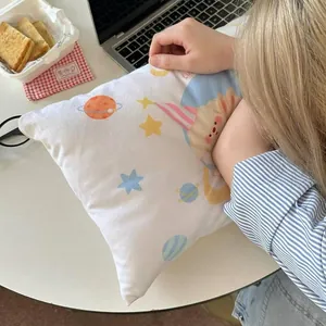Cartoon plush lumbar support pillow and nap cushion for office chair with star pattern
