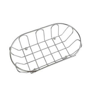 Japanese style minimalist silver iron mesh storage basket with spherical support feet