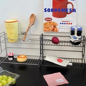 Zweistöckiger Metall-Organizer für Gewürze und Kosmetik in Schwarz und Silber-Optik