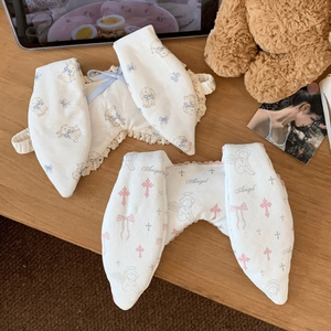 Detail showing Japanese style sleep masks with cute bear prints and lace edges