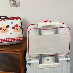 Cute cartoon puppy travel tote bag with luggage strap attachment for suitcases