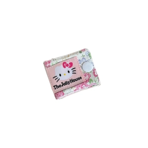 Floral Hello Kitty cable organizer pouch with snap closure in pink rose print