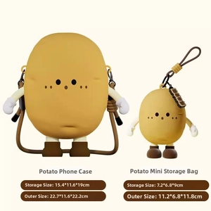 Detailed comparison of silicone potato crossbody phone bag and mini pouch sizes